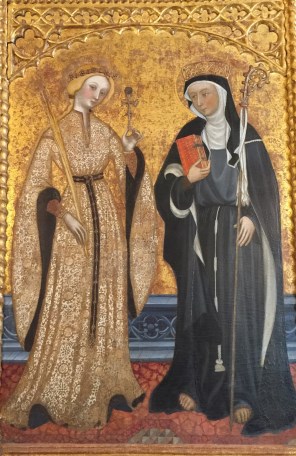 아시시의 성녀 클라라와 바르셀로나의 성녀 에울랄리아 제단화_중앙 패널_by Pere Serra_photo by Codex_in the Cathedral Museum of Segorbe in Castello_Valencia_Spain.jpg